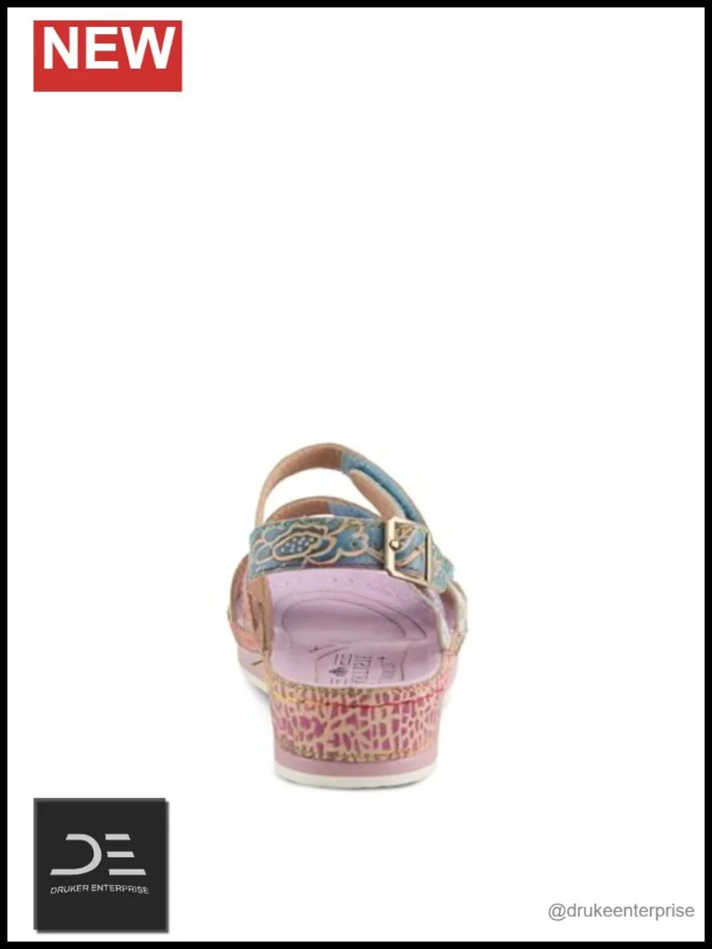 Slingback Wedge Sandals with Buckle Leather Faux Leather
